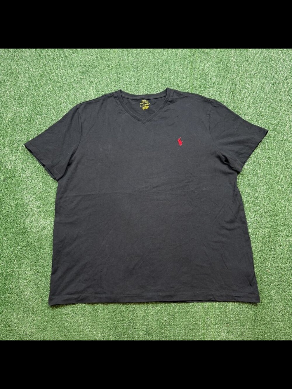 Polo Ralph Lauren T Shirt Mens Size L Black V Neck Short Sleeve